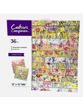 Crafters Companion Meadow Garden 12x12 Floral Scrapbook Paper Pad 36 Sheets